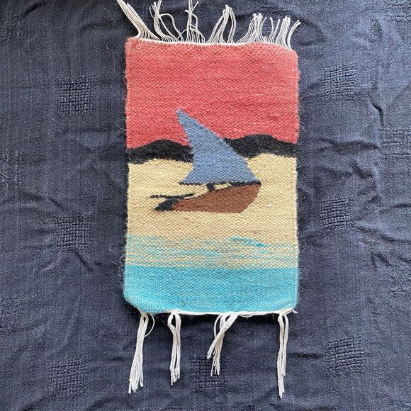 Vintage Kilim Handwoven Set Of 4 Wool Tapestries Wall Hangings. Desert. Ocean. - Picture 6 of 13